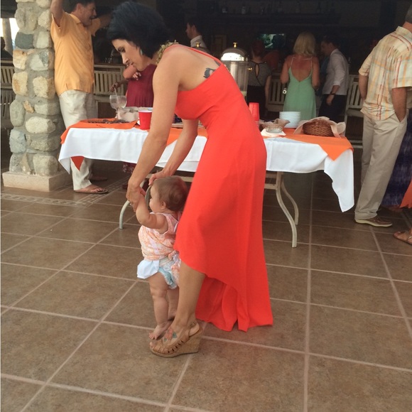 SUGAR LIPS Coral/ orange hi low dress - Picture 4 of 7